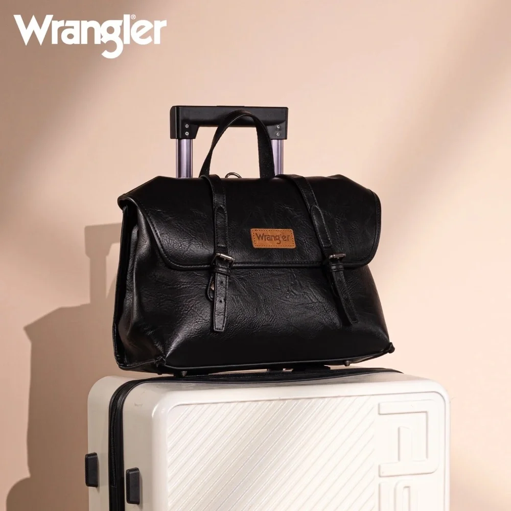 Wrangler Top Handle Carry Satchel/Laptop Bag/Backpack/Crossbody Black